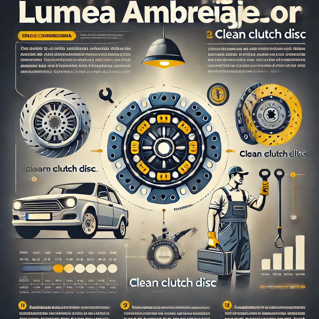 Comparație vizuală între un disc de ambreiaj uzat și unul nou, cu explicații despre factorii care duc la uzura componentelor, marca Lumea Ambreiajelor.ro.